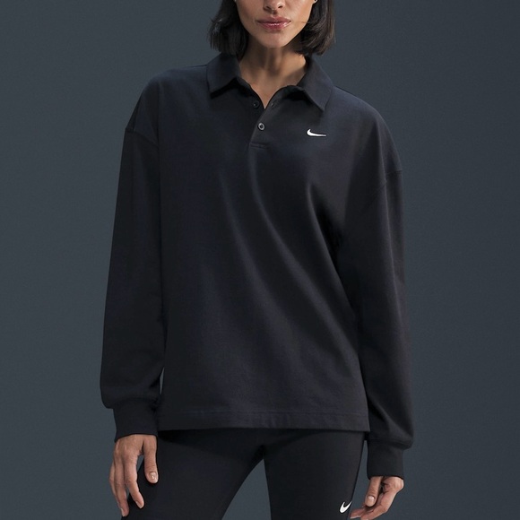 Nike Tops - NWT Nike Sportswear Essential Women’s Oversized Long-Sleeve Polo XS Black